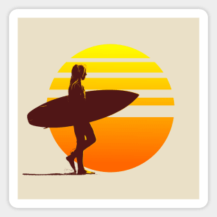 Surfer Girl Sunset Magnet